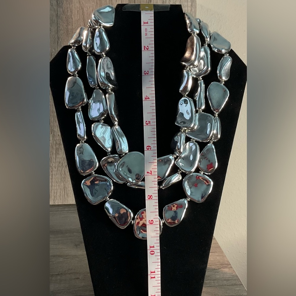 Chico's Polished Silver-Tone Pebble Necklace Trio - Picture 4 of 5